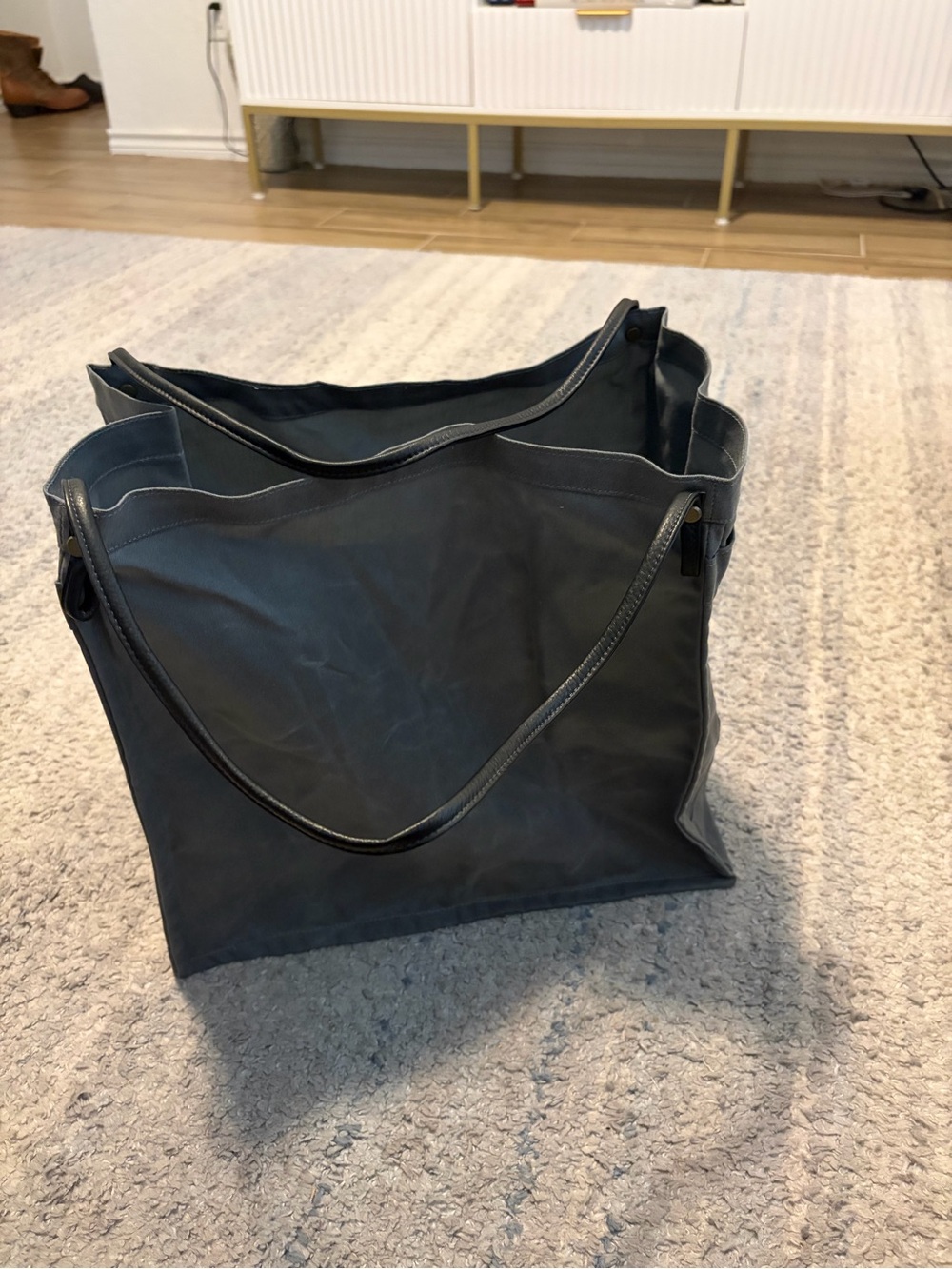 Rough & Tumble Maine Gray Waxed Canvas Tote Bag Leather Straps Utility Shoulder⁠
